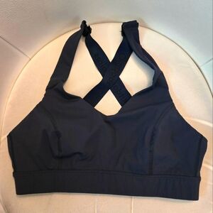 Outdoor Voices Blue Cross Back Sports Bra Built In Cups Size L XL